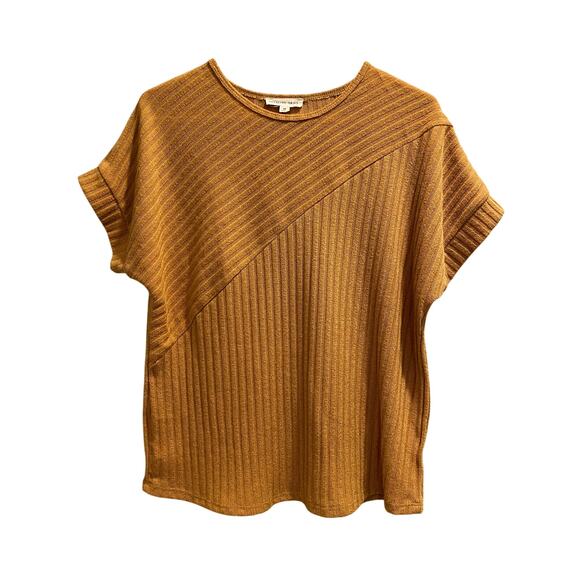 Boho Mustard Yellow Parallel Skies Casual Top Size M - Picture 1 of 8